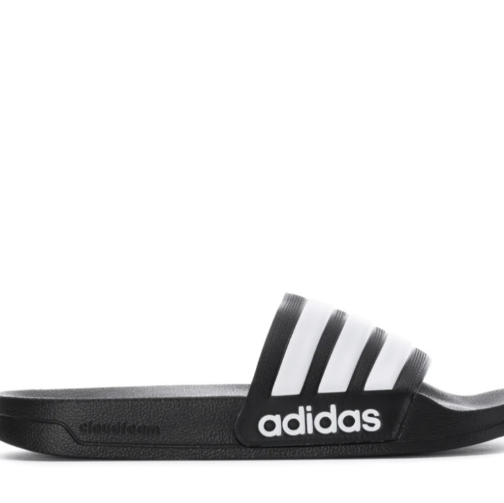Adidas Adilette Shower Slides - Mens Black with white stipes NIB Multiple Sizes